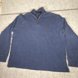 Polo Ralph Lauren 1/4 Zip Pullover Sweatshirt Large Blue Classic Preppy